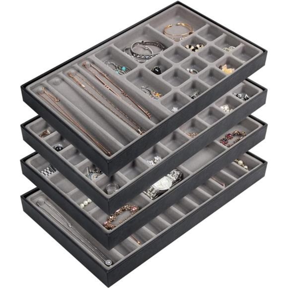 Stackable Synthetic Leather Jewelry Trays Organizer Jewelry Storage Display - Picture 1 of 6